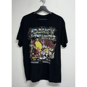 Looney Tunes Mens T Shirt Size L Black Short Sleeve Tee Cartoon Bugs Daffy Taz